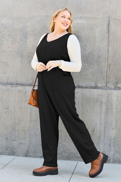 Double Take Full Size Sleeveless Straight Jumpsuit Jumpsuits Trendsi   