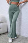 Basic Bae Full Size Ribbed High Waist Flare Pants Pants Trendsi   