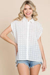 Culture Code Eyelet Crisscross Back Button Up Shirt Top Trendsi   