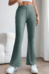 Basic Bae Full Size Ribbed High Waist Flare Pants Pants Trendsi   