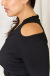 Culture Code Full Size Ribbed Surplice Cold Shoulder Top Top Trendsi   