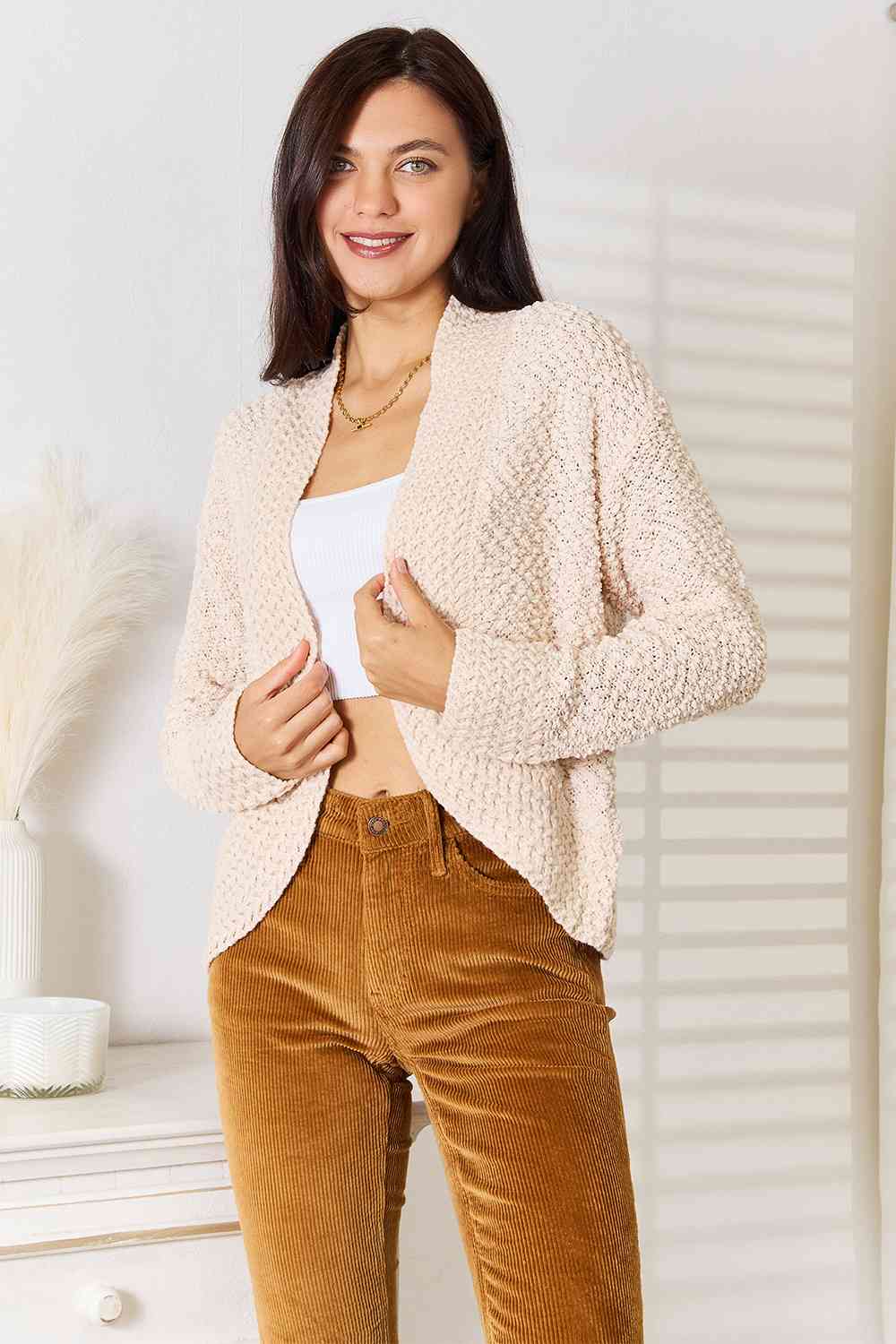 Double Take Open Front Long Sleeve Cardigan - NeoKira Unlimited