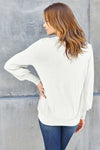 Basic Bae Full Size V-Neck Lantern Sleeve Blouse Top Trendsi   