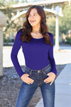 Basic Bae Full Size Round Neck Long Sleeve Bodysuit Top Trendsi Cobald Blue S 