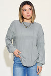 Basic Bae Full Size Ribbed Round Neck Long Sleeve T-Shirt Top Trendsi Heather Gray S 