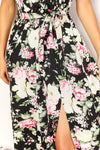 Double Take Floral Flutter Sleeve Tie-Waist Split Dress Maxi Dress Trendsi   