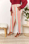 Double Take Striped Smocked Waist Pants with Pockets Pants Trendsi   