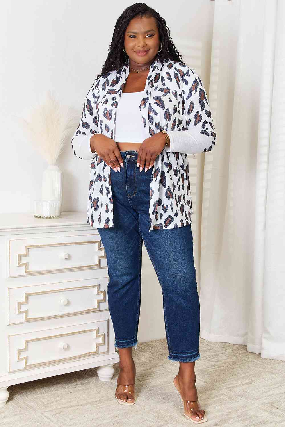 Double Take Leopard Long Sleeve Cardigan - NeoKira Unlimited