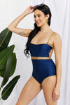 Marina West Swim Wave Break Contrast Trim One-Piece Swimsuit Trendsi   