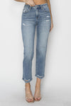 RISEN Full Size High Waist Distressed Cropped Jeans Jeans Trendsi   