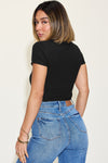 Basic Bae Full Size Ribbed Round Neck Short Sleeve T-Shirt Top Trendsi   