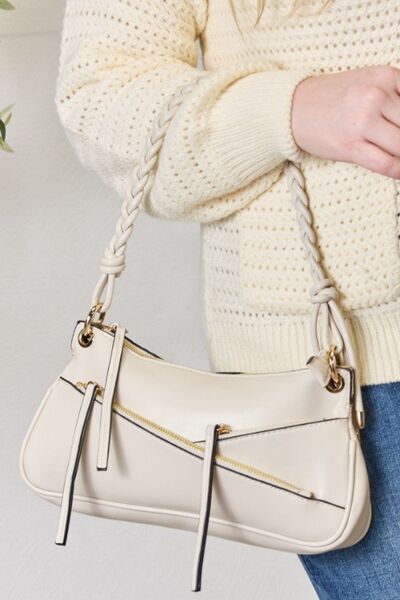 SHOMICO Braided Strap Shoulder Bag Handbag Trendsi BONE One Size 