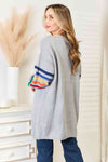 Double Take Multicolored Stripe Open Front Longline Cardigan Cardigan Trendsi   