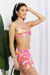 Marina West Swim Disco Dive Bandeau Bikini and Skirt Set Bikini Trendsi   