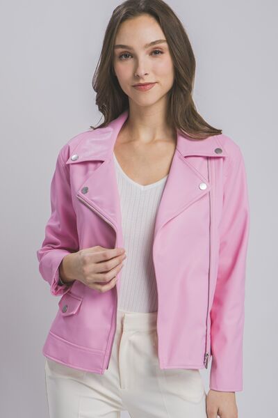 LOVE TREE Collared Neck Zip Up Jacket - NeoKira Unlimited