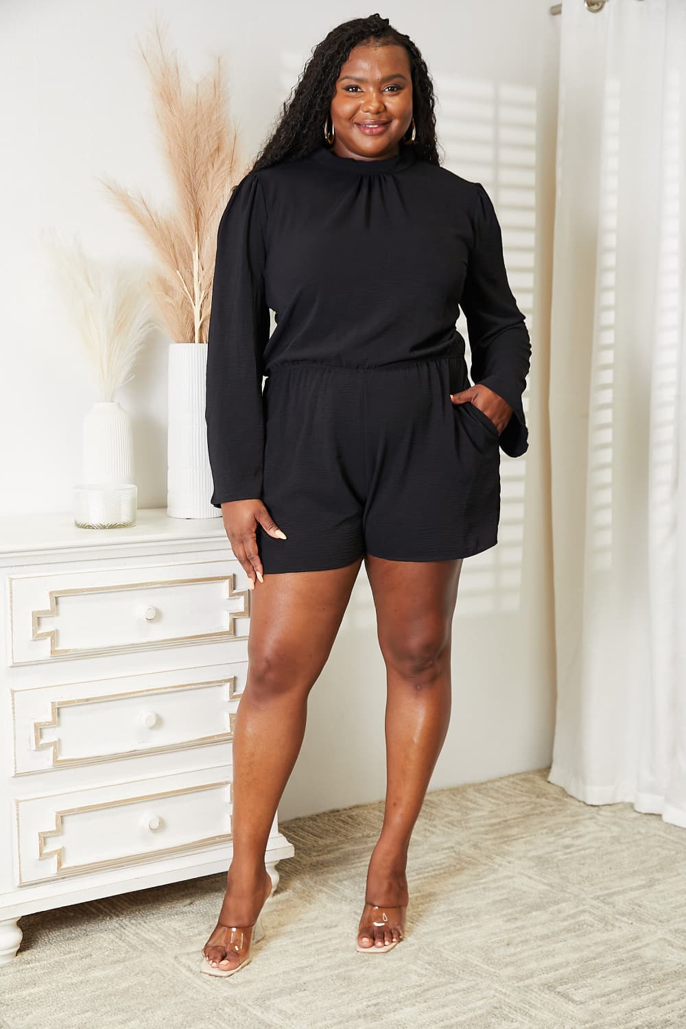 Culture Code Full Size Open Back Romper with Pockets - NeoKira Unlimited