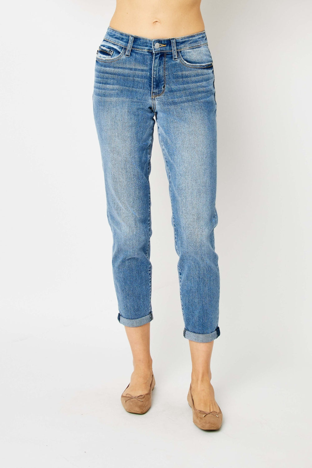 Judy Blue Full Size Cuffed Hem Slim Jeans - NeoKira Unlimited