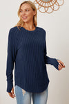 Basic Bae Full Size Ribbed Thumbhole Sleeve T-Shirt Top Trendsi Peacock  Blue S 