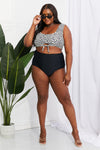 Marina West Swim Sanibel Crop Swim Top and Ruched Bottoms Set in Black Bikini Trendsi   