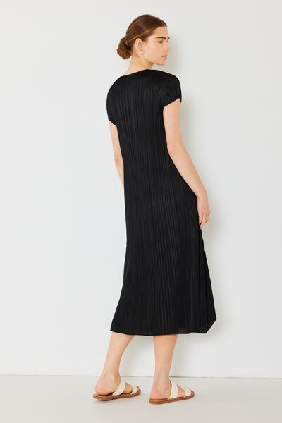 Marina West Swim Pleated Cap Sleeve A-Line Dress Midi Dress Trendsi   