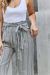 Heimish Find Your Path Full Size Paperbag Waist Striped Culotte Pants Pants Trendsi   