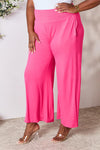 Double Take Full Size Smocked Wide Waistband Wide Leg Pants Pants Trendsi   