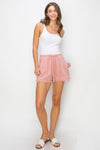 HYFVE Drawstring Cotton Gauze Frayed Shorts Drawstring Shorts Trendsi   