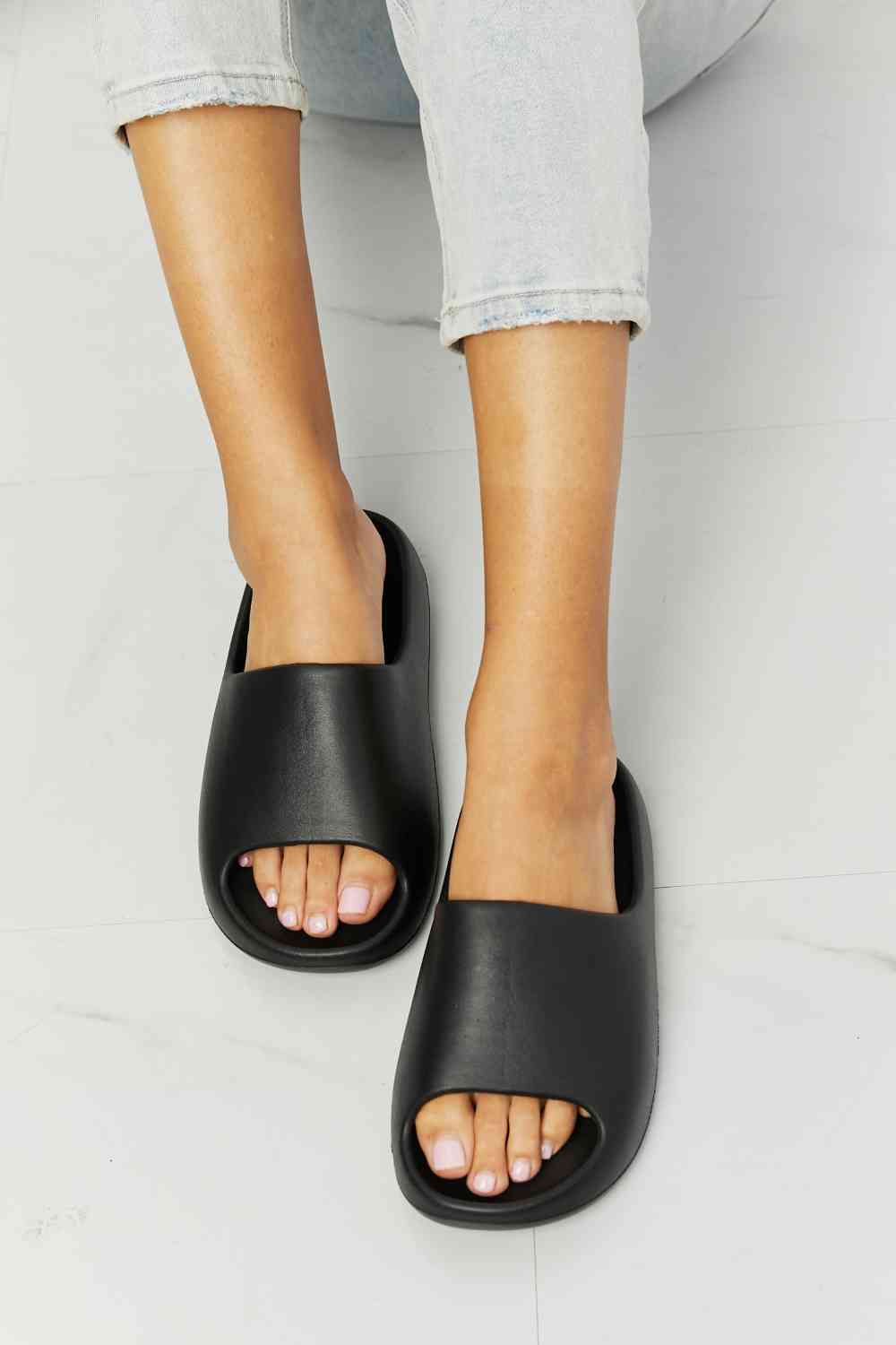 NOOK JOI In My Comfort Zone Slides in Black Slides Trendsi   