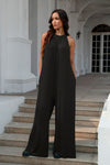 Double Take Full Size Tie Back Cutout Sleeveless Jumpsuit Jumpsuits Trendsi Black S 