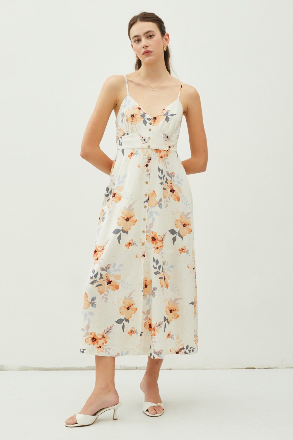 Be Cool Floral Button Down Cami Midi Dress - NeoKira Unlimited
