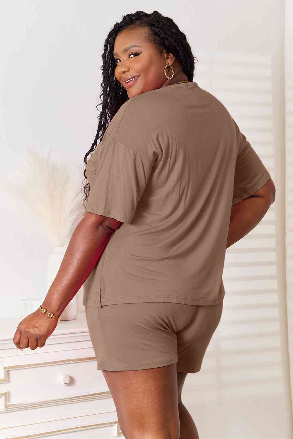 Basic Bae Full Size Soft Rayon Half Sleeve Top and Shorts Set - NeoKira Unlimited