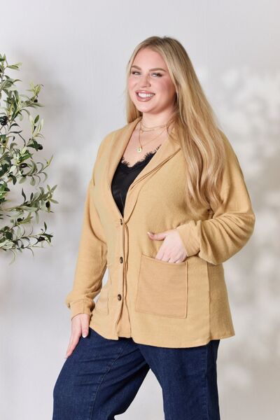 Heimish Full Size Button Up Long Sleeve Cardigan Cardigan Trendsi   