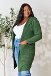 Basic Bae Full Size Ribbed Open Front Long Sleeve Cardigan Cardigan Trendsi   