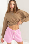 HYFVE Round Neck Long Sleeve Cropped Sweatshirt Sweatshirt Trendsi   