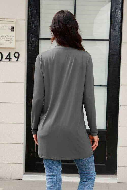 Basic Bae Full Size Open Front Long Sleeve Cardigan with Pockets Cardigan Trendsi   