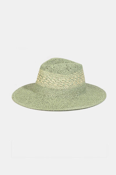 Fame Contrast Wide Brim Straw Hat Hats Trendsi SA One Size 