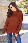 Basic Bae Full Size Ribbed Exposed Seam Mock Neck Knit Top Top Trendsi   