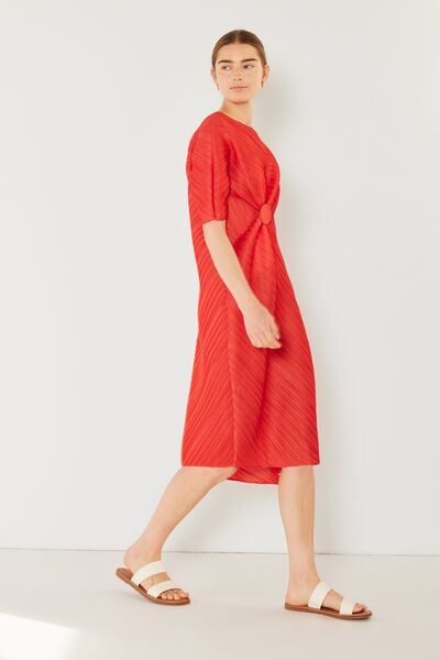 Marina West Swim Pleated Dolman Sleeve Dress Midi Dress Trendsi   