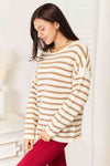 Double Take Striped Boat Neck Sweater Sweater Trendsi   