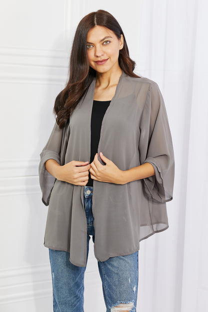 Melody Just Breathe Full Size Chiffon Kimono in Grey - NeoKira Unlimited