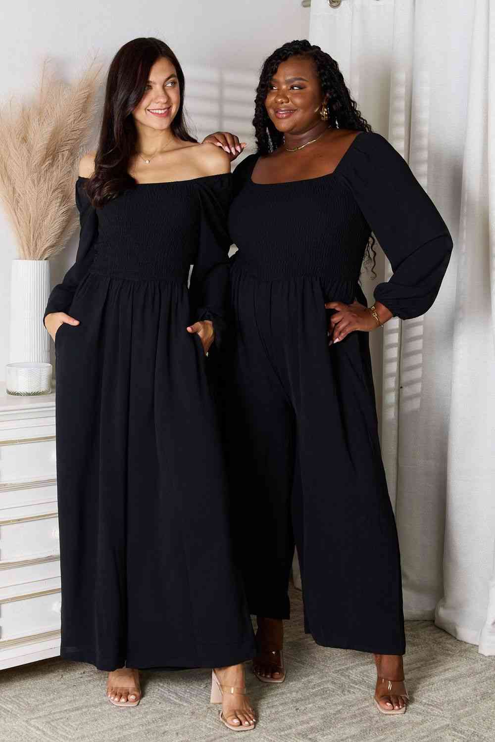 Double Take Square Neck Jumpsuit with Pockets Jumpsuits Trendsi   