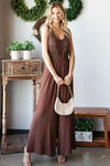 First Love Tie Back Sleeveless Slit Wide Leg Jumpsuit Jumpsuits Trendsi   