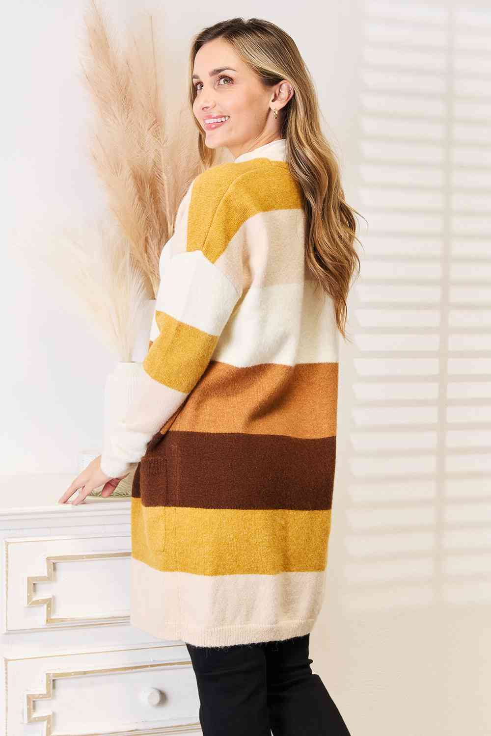 Woven Right Color Block Dropped Shoulder Cardigan - NeoKira Unlimited