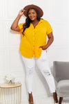 Zenana Full Size Summer Breeze Gauze Short Sleeve Shirt in Mustard Top Trendsi   