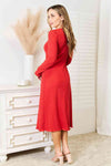 Culture Code Full Size Round Neck Long Sleeve Dress Midi Dress Trendsi   
