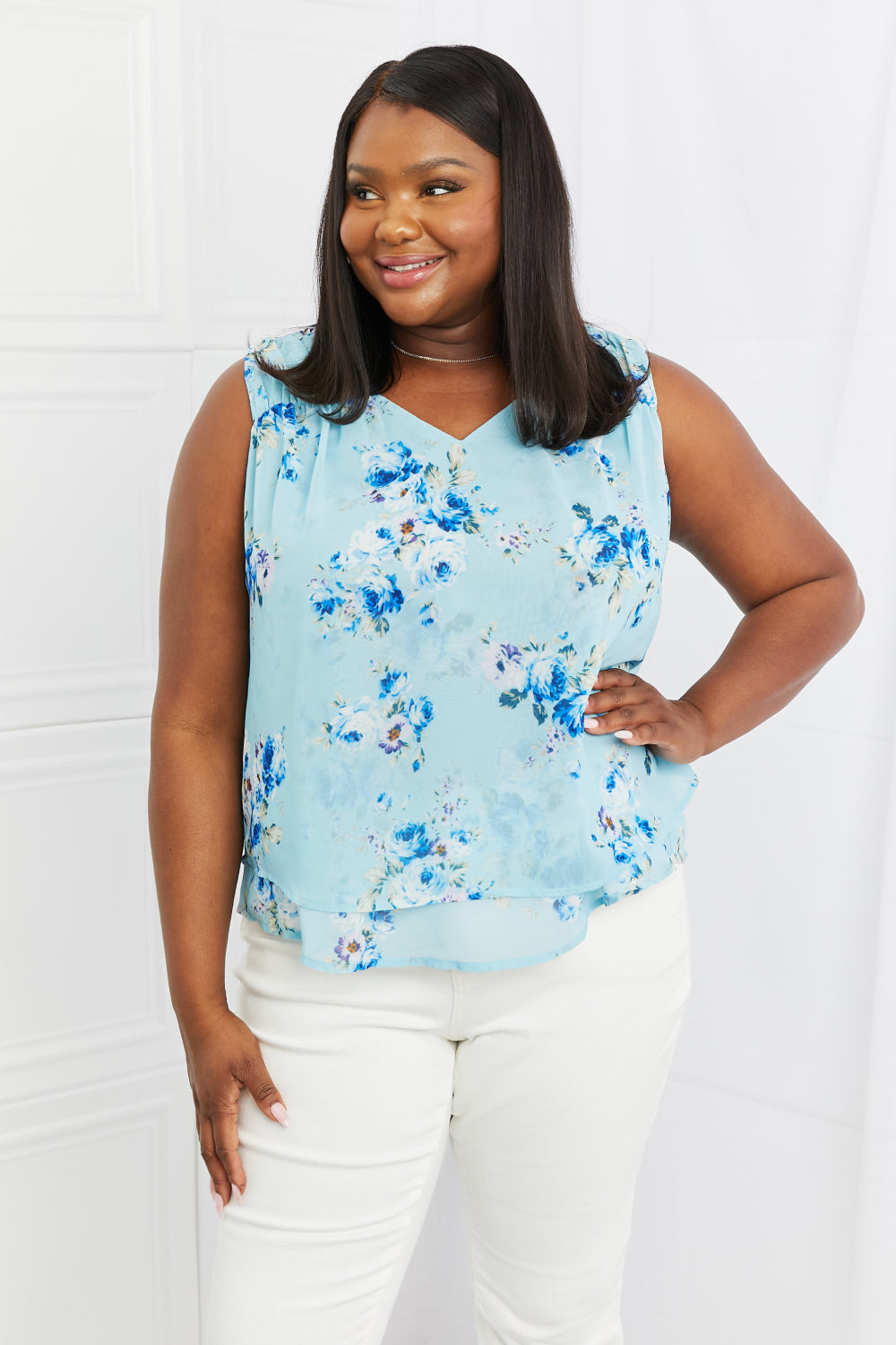 Sew In Love Off To Brunch Full Size Floral Tank Top Top Trendsi   