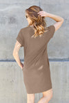 Basic Bae Full Size Round Neck Short Sleeve Dress with Pockets Mini Dress Trendsi   