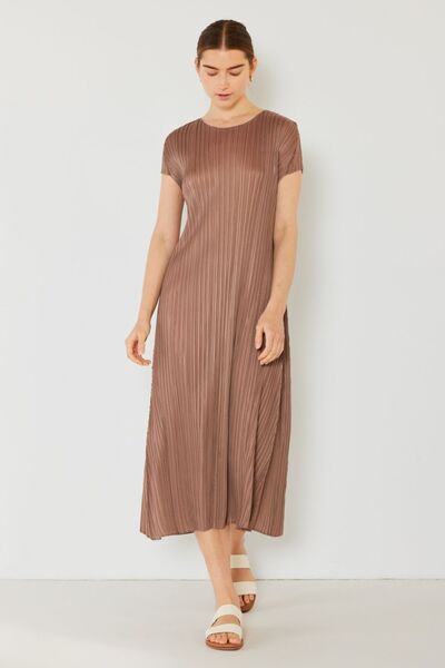 Marina West Swim Pleated Cap Sleeve A-Line Dress Midi Dress Trendsi   