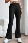 Basic Bae Full Size Ribbed High Waist Flare Pants Pants Trendsi   