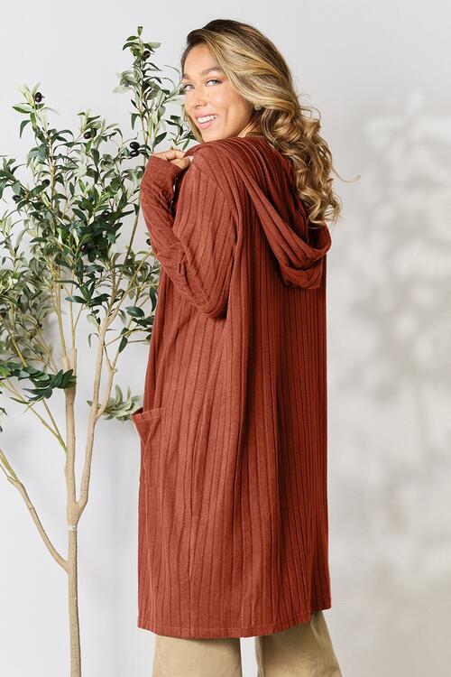 Basic Bae Full Size Ribbed Open Front Long Sleeve Cardigan - NeoKira Unlimited